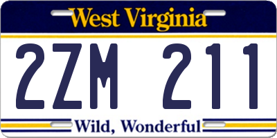 WV license plate 2ZM211
