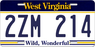 WV license plate 2ZM214