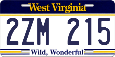 WV license plate 2ZM215