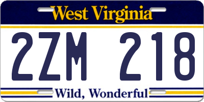 WV license plate 2ZM218