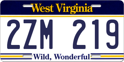 WV license plate 2ZM219