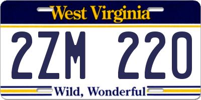 WV license plate 2ZM220