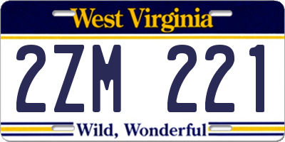 WV license plate 2ZM221