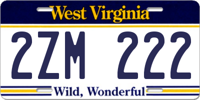 WV license plate 2ZM222