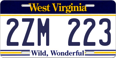 WV license plate 2ZM223