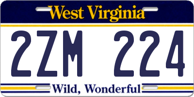 WV license plate 2ZM224