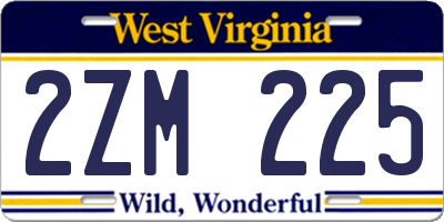 WV license plate 2ZM225