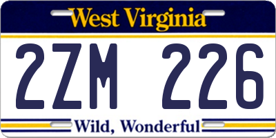 WV license plate 2ZM226