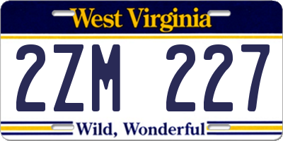 WV license plate 2ZM227