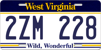 WV license plate 2ZM228