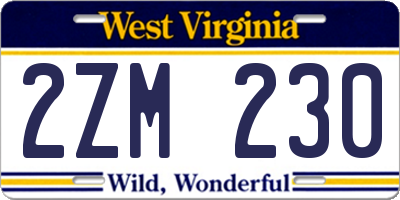 WV license plate 2ZM230
