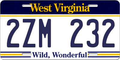 WV license plate 2ZM232