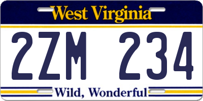 WV license plate 2ZM234
