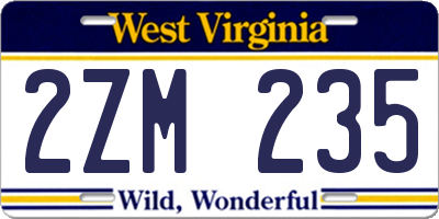 WV license plate 2ZM235