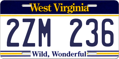 WV license plate 2ZM236