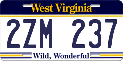 WV license plate 2ZM237