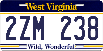 WV license plate 2ZM238