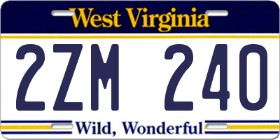 WV license plate 2ZM240