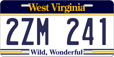 WV license plate 2ZM241