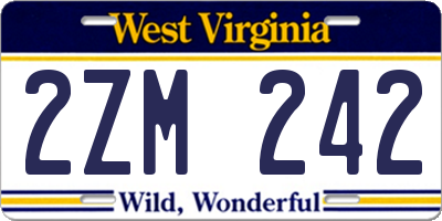 WV license plate 2ZM242