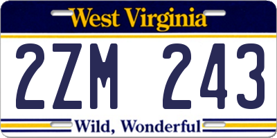 WV license plate 2ZM243