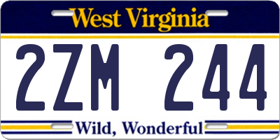 WV license plate 2ZM244