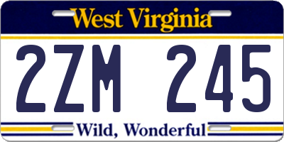 WV license plate 2ZM245