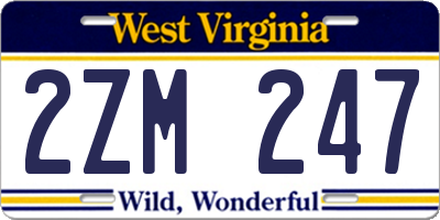 WV license plate 2ZM247