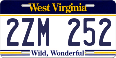 WV license plate 2ZM252