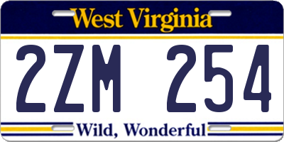 WV license plate 2ZM254