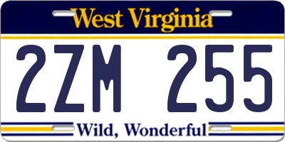 WV license plate 2ZM255
