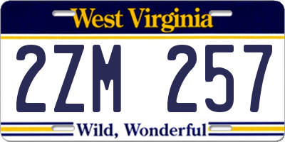 WV license plate 2ZM257