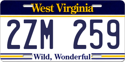 WV license plate 2ZM259