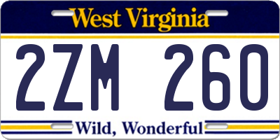 WV license plate 2ZM260