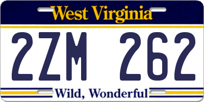WV license plate 2ZM262