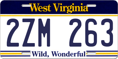WV license plate 2ZM263