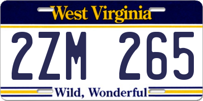 WV license plate 2ZM265