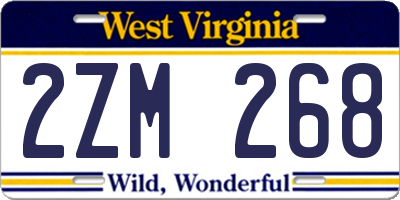 WV license plate 2ZM268