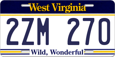 WV license plate 2ZM270