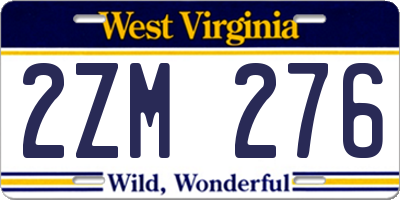 WV license plate 2ZM276
