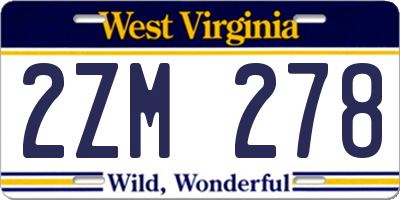 WV license plate 2ZM278