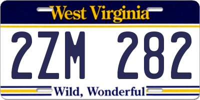 WV license plate 2ZM282