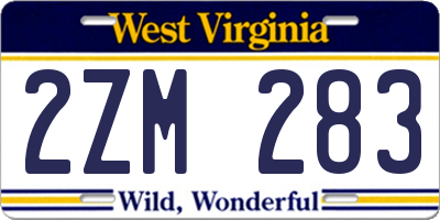 WV license plate 2ZM283