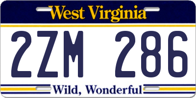 WV license plate 2ZM286