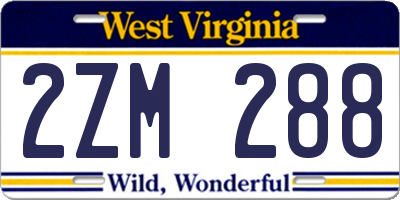 WV license plate 2ZM288