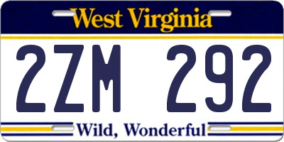 WV license plate 2ZM292