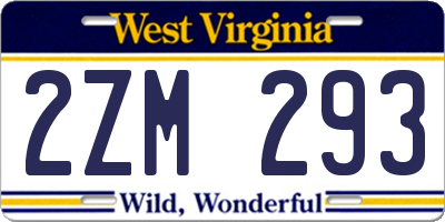 WV license plate 2ZM293