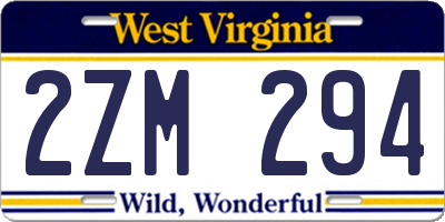 WV license plate 2ZM294