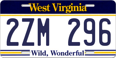 WV license plate 2ZM296