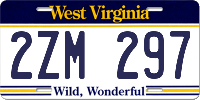 WV license plate 2ZM297